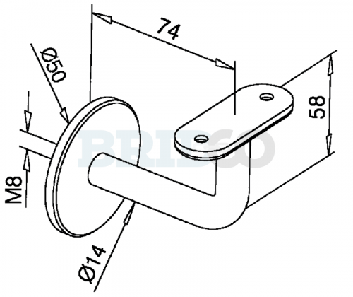 Fixed Bolt Mount Handrail Bracket For Flat Rail diagram
